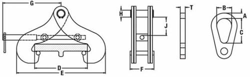 Beam Flange Clamps model BFC diagram
